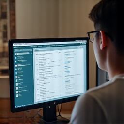 Person browsing options on a screen.